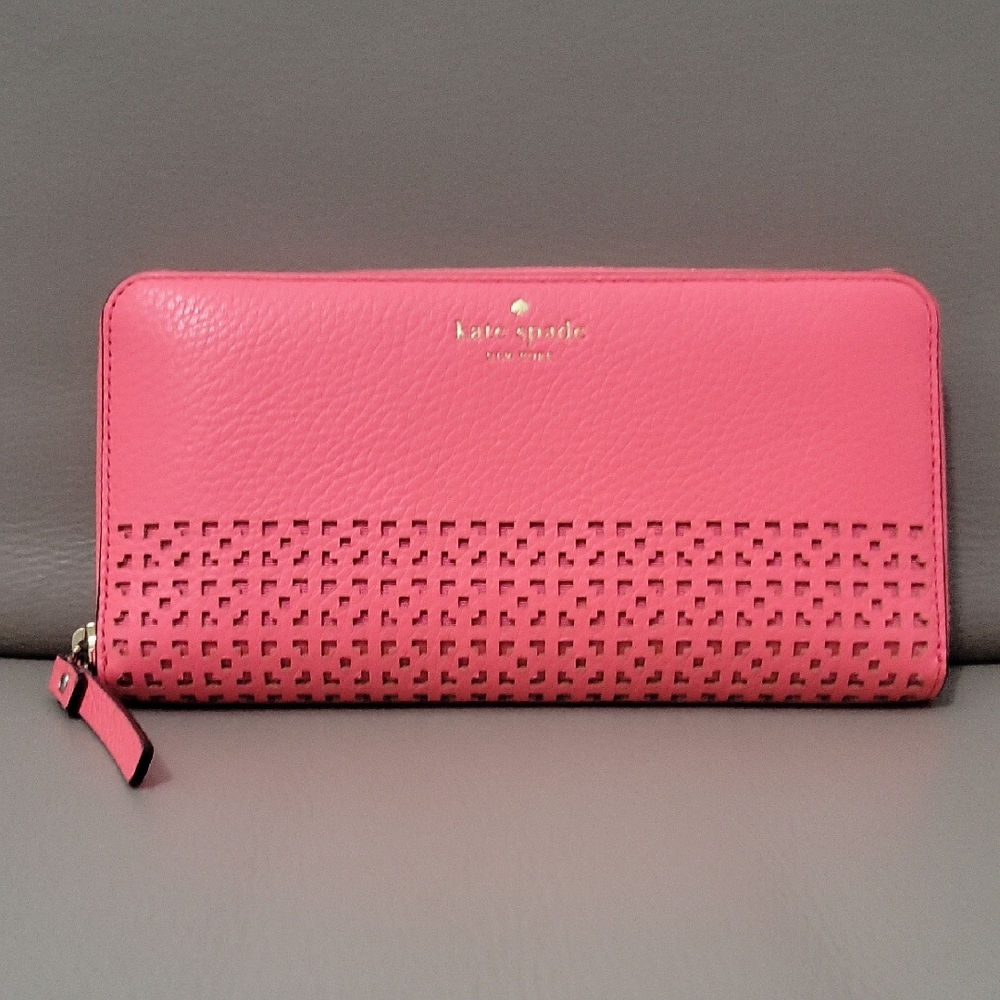 Kate Spade Vibrant Pink Perforated Wallet